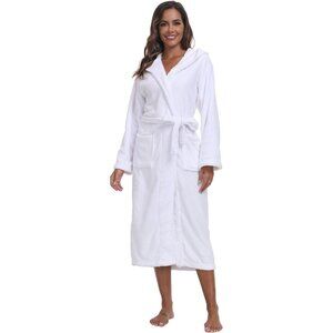 Soft and Fluffy Hooded Women’s Bathrobe - Luxury L/XL Plush Flannel Robe